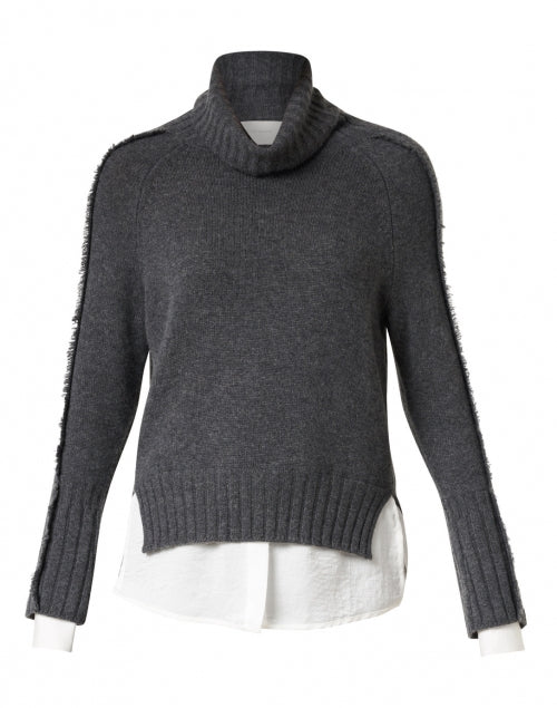 Stylish Jolie Grey Wool and Cashmere Layered Turtleneck Sweater