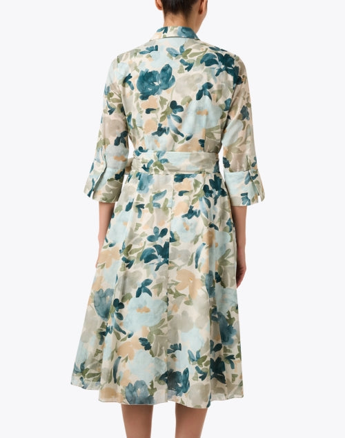 Stylish Teal and Green Floral Print Shirt Dress for All Occasions