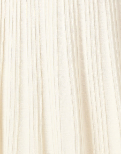 Elegant Ivory Pleated Merino Wool Midi Skirt