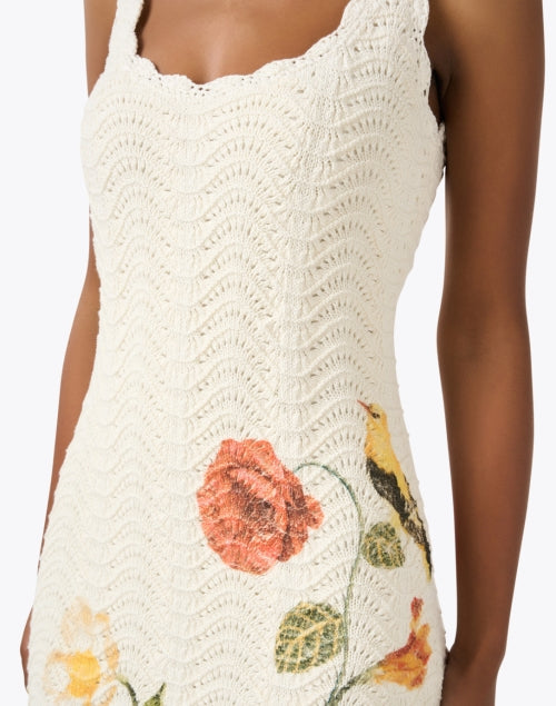 Exquisite Orel White Cotton Crochet Dress with Floral Hem Design