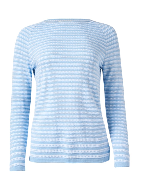 Stylish Blue and White Striped 100% Cotton Sweater for Seasonal Wear
