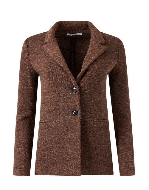Soft Wool-Silk Blend Red Reflex Knitted Classic Blazer