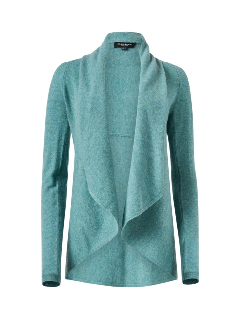 Elegant Aqua Cashmere Loose-Fit Circle Cardigan
