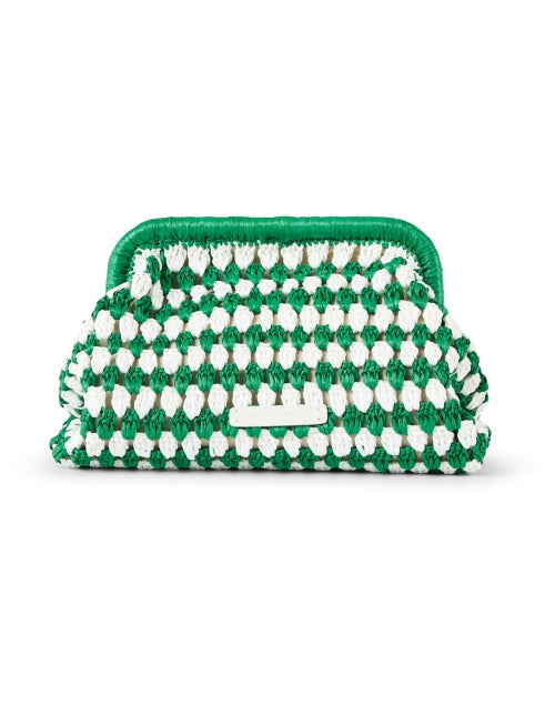 Glenda Crochet Raffia Clutch in Green and Cream Color - A Stylish Handbag for Warm Weather