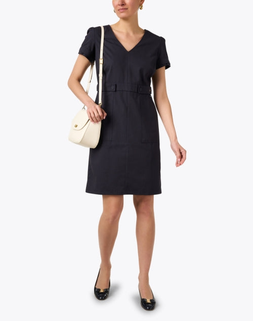 Albenga Navy Blue 100% Cotton Women's Sheath Style Dress for Work and Weekend