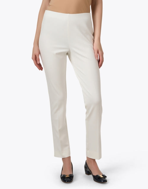 Stretchy Annie Cream Pull - On Straight - Leg Pants