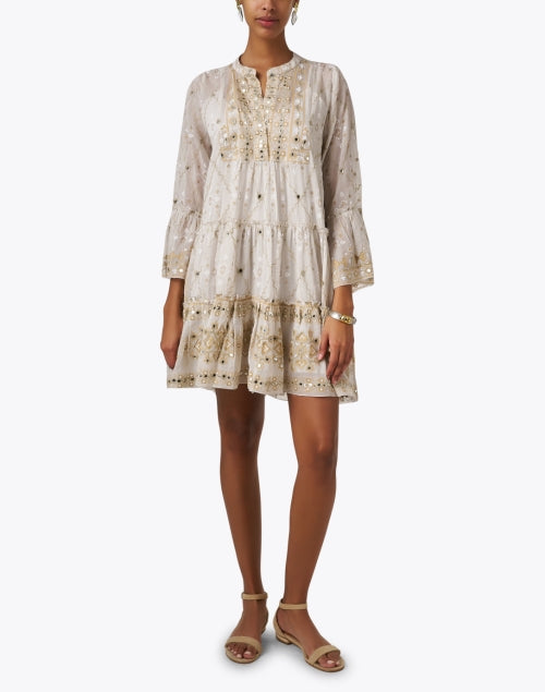 Juliet Dunn's Beige Mosaic Patterned Women's Summer Dress