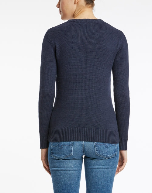 Navy Cotton American Flag Intarsia Knit Sweater for Summer