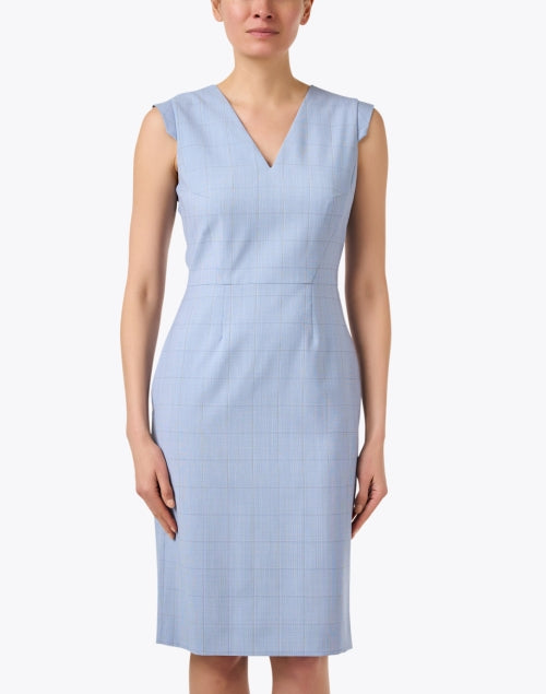 Docia Women's Blue Checked Wool Formal Dress