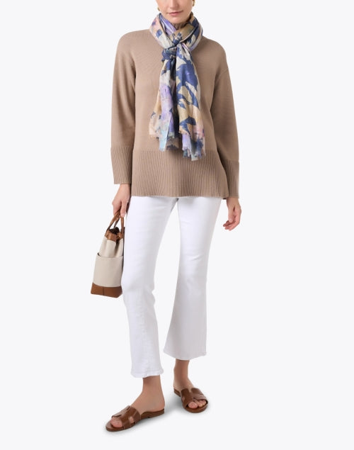Soft Taupe Cotton Funnel - Neck Long - Sleeve Sweater