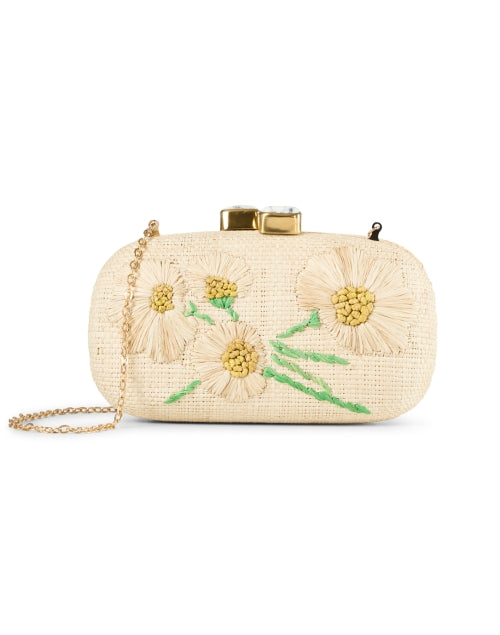 Pamela Munson's Seasonal Tan Daisy-Embroidered Cotton Lined Clutch