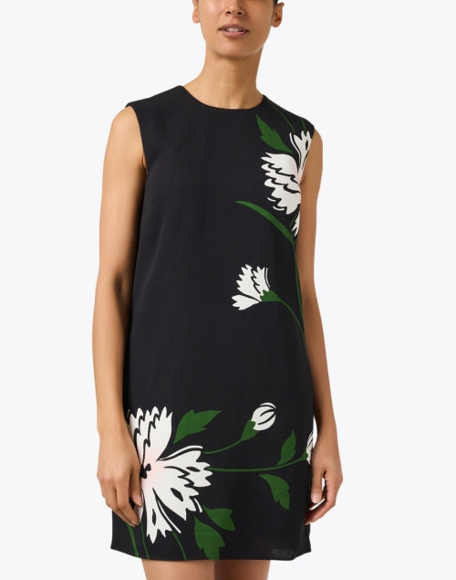 Stylish Black Floral Print Modern Shift Dress by Veronica Beard