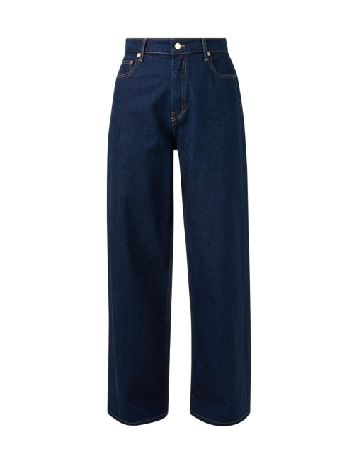 Deep Indigo 100% Cotton Wide Leg Denim Jeans