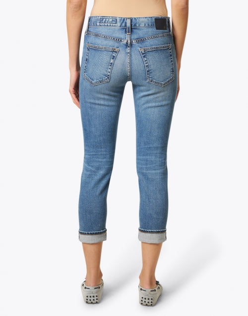 Stylish Stretch Blue Relaxed-Fit Cropped Boyfriend Jeans