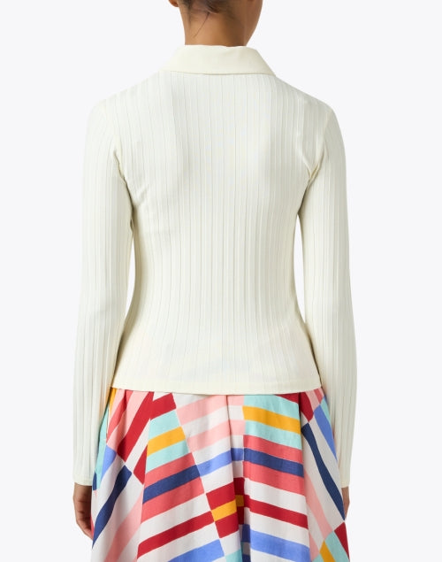 Comfortable Ivory Stretch Ribbed Knit Women's Top