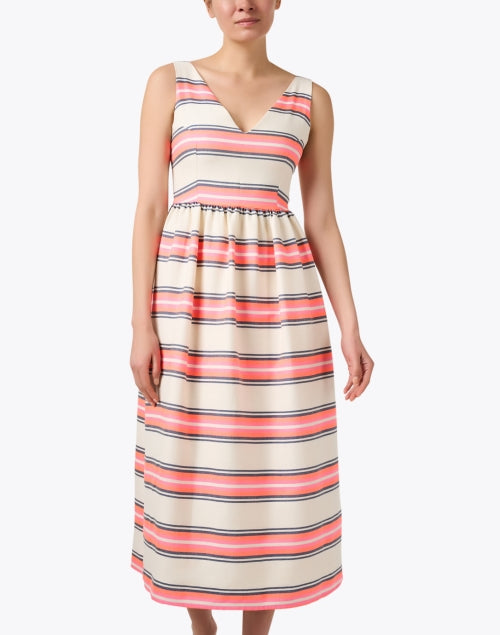 Dominique Women's Multi - Striped Comfortable Cotton Blend A - Line Dress