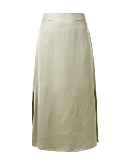 Elegant Green Women's Slip Midi Skirt with Side Slit