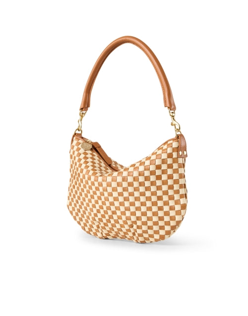 Tan Hand - Woven Italian Leather Shoulder Bag with Stylish Utility