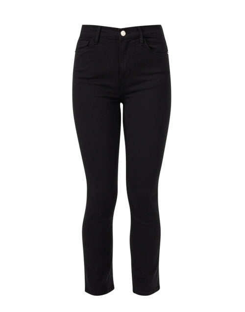 Frame's Premium Stretch High-Waisted Slim Straight-Leg Black Jeans