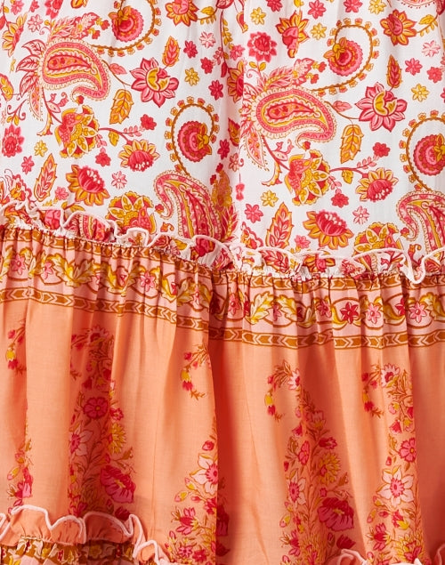 Stylish Ibiza Orange Floral Multi - Print Women's Summer Dress