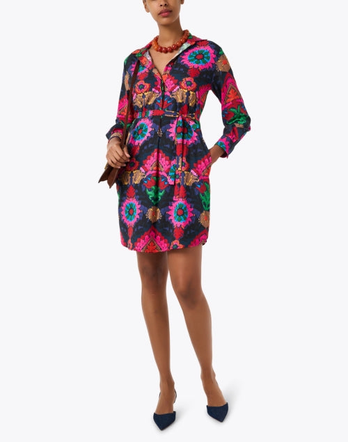 Vilagallo's Ana Multicolored Printed Shirt Dress for Transitional Wear