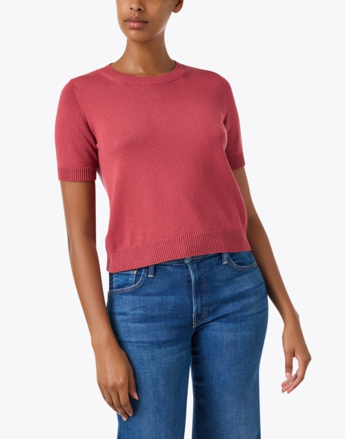 Weekend Max Mara Rose Red Short Sleeve 100% Cotton Casual Sweater