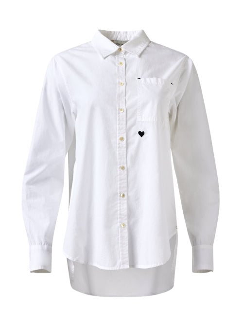 Stylish 100% Cotton Mia White Top with Heart - Shaped Elbow Patches