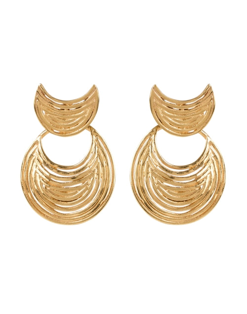 Exquisite Handmade French Luna Gold Wave Drop Earrings