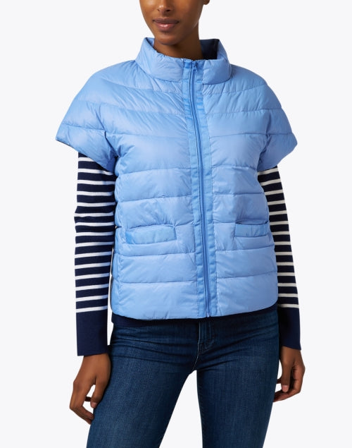 Stylish Blue Palm Beach Cropped Puffer Jacket for Chilly Days
