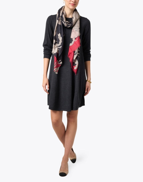 Stylish Dark Gray Merino Wool Swing Dress for Women
