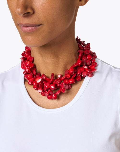Gorgeous Red Coral Multi-Strand Fashion Necklace