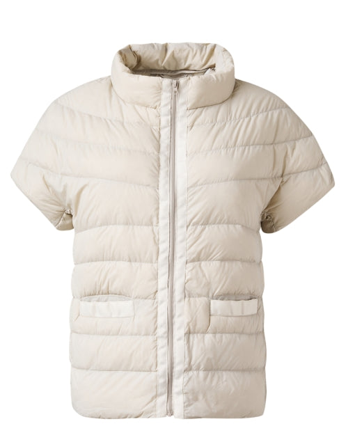 Palm Beach Style Beige Quilted Nylon Puffer Jacket for Casual Wear