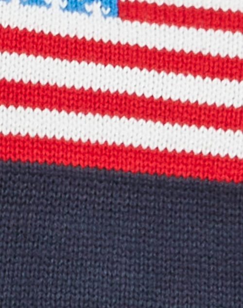 Navy Cotton American Flag Intarsia Knit Sweater for Summer