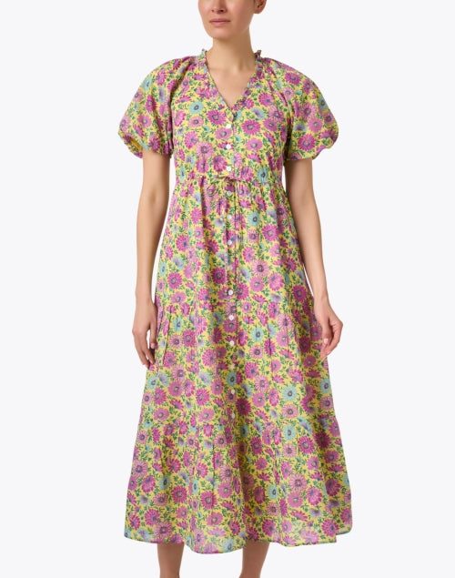 Stylish Poppy-themed Multi Floral Patterned Cotton Women's Dress
