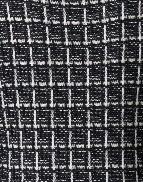 Stylish Aliyah Black-and-White Knitted Plaid Cardigan with Pearlescent Buttons