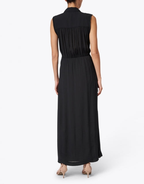 Stylish Madsen Sleeveless Black Crinkle Gauze Shirt Dress