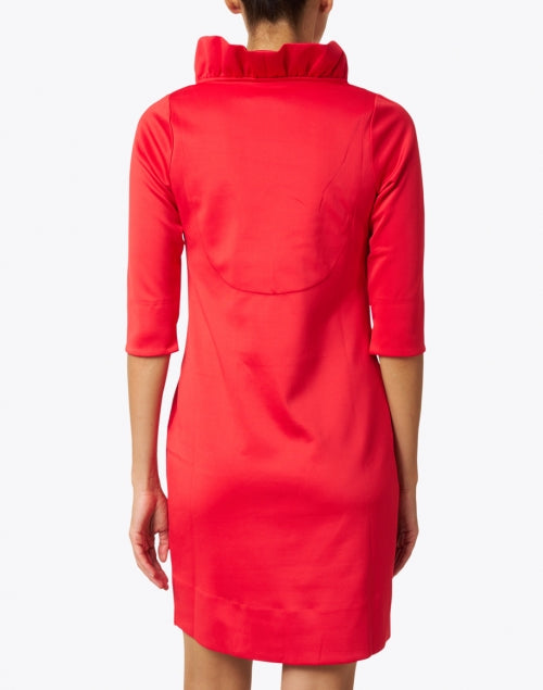 Stylish Red Women's Ruffle Neck Evening Dress