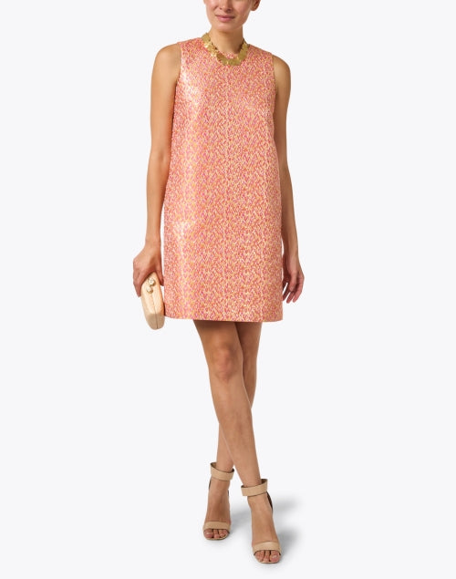 Stylish Orange Jacquard Women's Shift Dress for Special Occasions