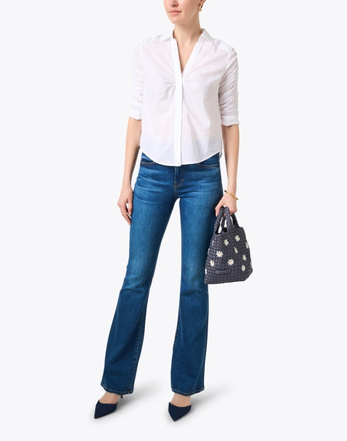 Stylish Small Grey Daisy Patterned Woven Handbag for City Girls - St. Barths Collection