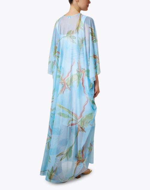 Mariella Sheer Blue Kaftan with Exquisite Bamboo Print