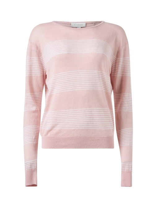 Stylish Pink and White Striped Linen Sweater for Transitional Wardrobe