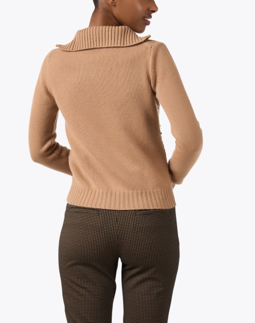 Elegant Etra Camel Quarter-Zip Wool-Cashmere Blend Sweater