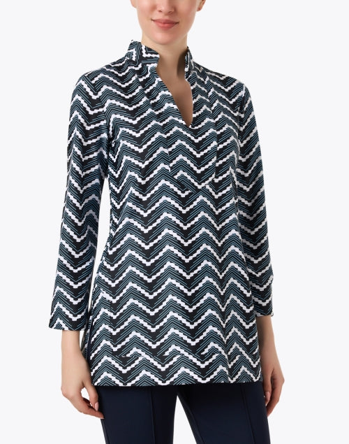 Chris Women's Chevron Print Breathable Nylon Tunic Top for Versatile Wardrobe