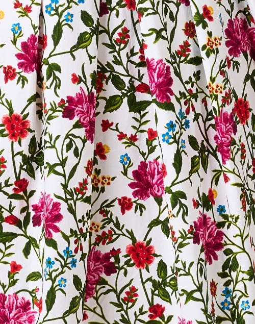 Elegant Audrey White Stretch Cotton Dress with Floral Print