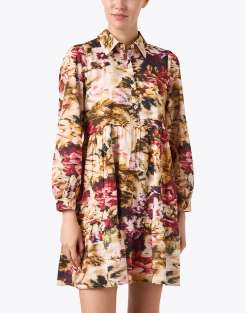 Stylish Pink Multi-Floral Featherweight Cotton Mini Dress - Romy