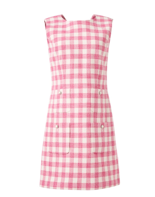 Russell Feminine Pink and White Checked Casual Dress for Daytime Events