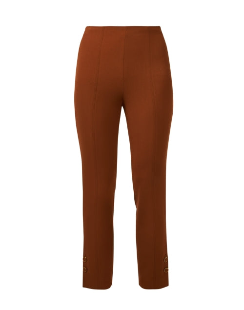 Stylish Brown Stretch Crepe Men's Trousers with Button Detail