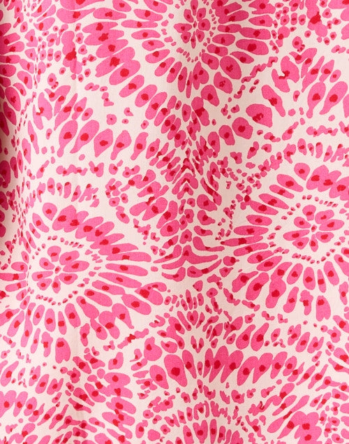 Sandra Lightweight Pink Printed Top with Tie Neck and Flutter Sleeves