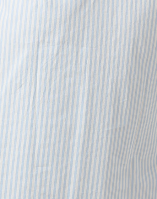 Leonie Women's White and Pale Blue Striped Cotton Casual Shirt Dress for Warm Weather