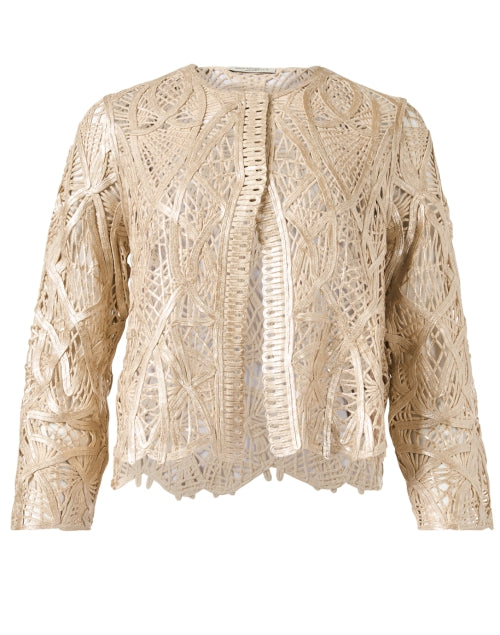 Exquisite Gold Metallic Lace Topper Jacket for Effortless Sophistication